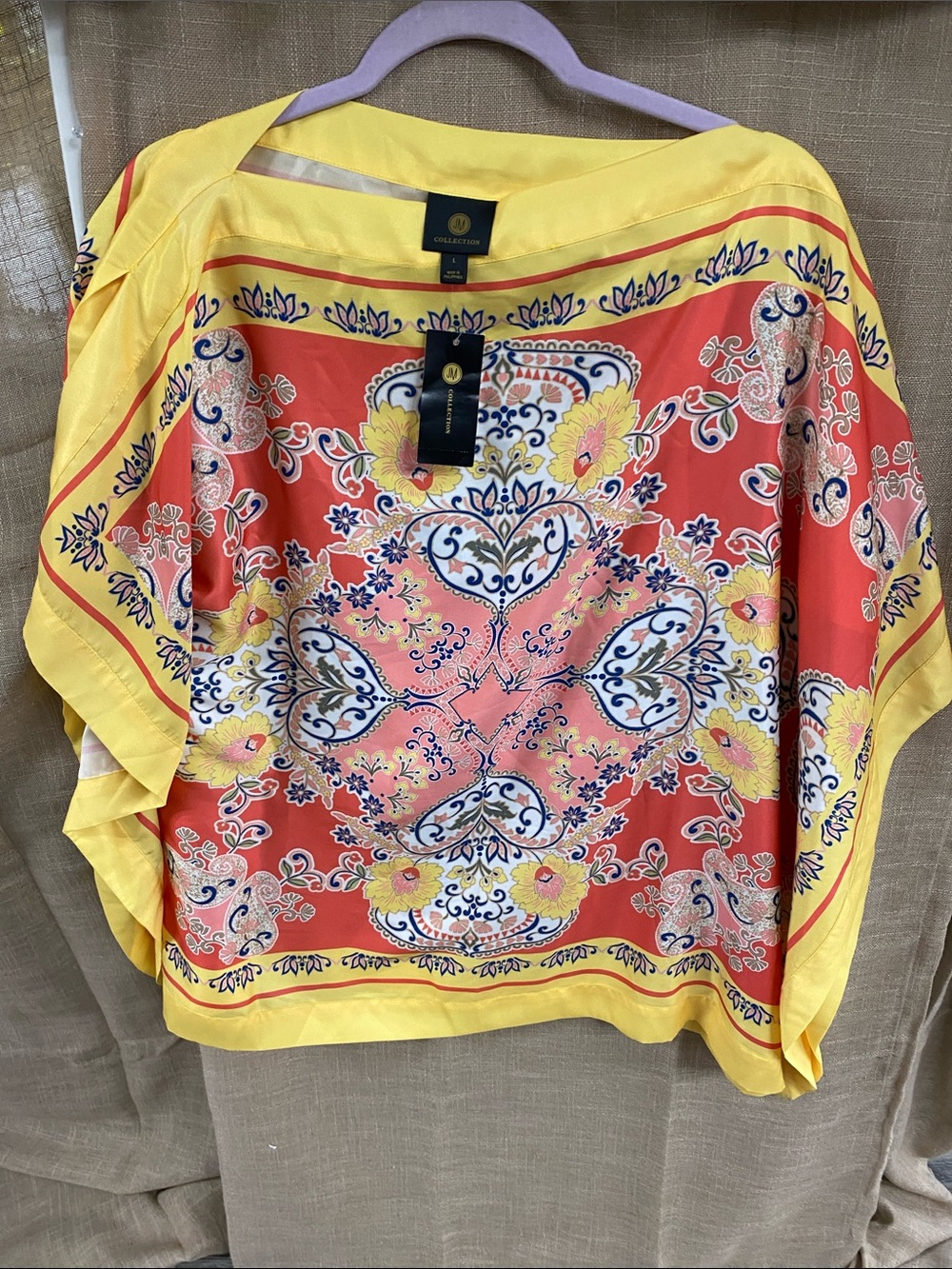 Collection B Coral and Yellow Paisley-Print Silk-Blend Tunic